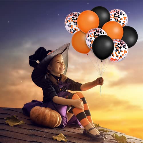 100 Pieces Halloween Balloons Party Decorations Black Orange Purple Confetti Balloons Colorful Party Balloons For Halloween (Orange Black Balloons) #TOP6