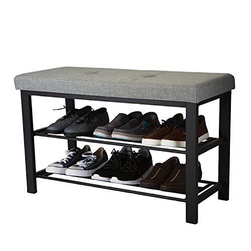 Simplify Storage Bench, Shoe Rack, Ottoman, Tufted, Padded Seating For Entryway, Bedroom, Closet & Hallway, Grey #TOP4