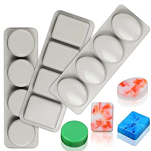 Soap Making Molds Kit, Non-Stick Silicone Molds 3Pcs Round Rectangle Oval Soap Mold For Chocolate Bombs Candy Handmade Soap #TOP19