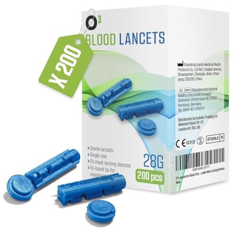 O³ Lancets for Blood Testing 28g 200 Units Cover