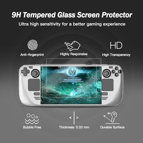 Image of bibuks Steam Deck Case,Steam Deck OLED Protective Case,Non-Slip Skin Protective Shell Accessories,Steam Deck Case with Kickstand ,2 Screen Protector, 4 Thumb Grip (White)