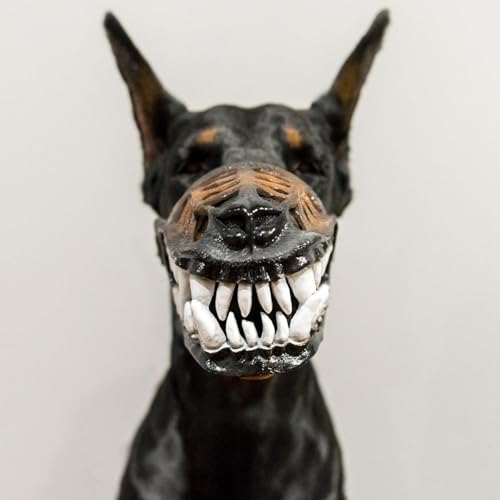Scary Dog Muzzle for Halloween,Gruseliger Werwolf-Hundemaulkorb mit großen Zähnen – Bunte Zombie-Maske, lustiges Kostüm für Halloween (1 Stück, 32cm)