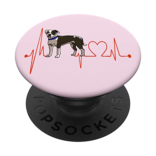 Electrocardiograma de latidos de American Bulldog Dog Mis perros son mi sistema cardiovascular PopSockets PopGrip Intercambiable