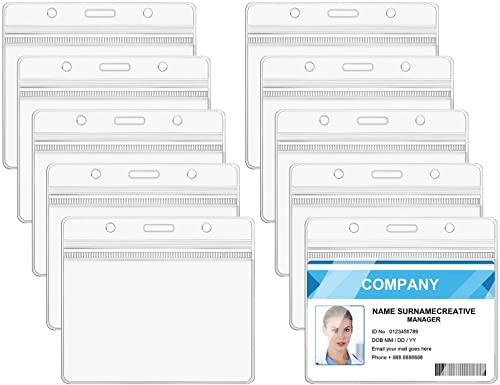 SunTaYon 10 fundas para tarjetas de identificación, 10 unidades, transparentes, soporte para tarjetas de identificación, resistente al agua, identificación (10) Cover