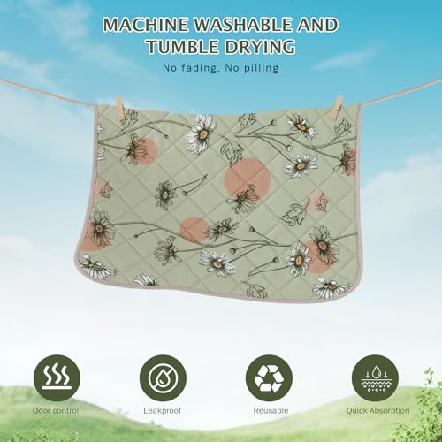 Image of IEUUMLER Washable Pee Pads for Dogs, 2 Pack Non-Slip & Waterproof Pack Whelping Pad, Reusable Washable Puppy Potty Training Pad with Fast Absorbent for Playpen EU007 (Grass Green Daisy, 36 inchX41 inch-2pcs)