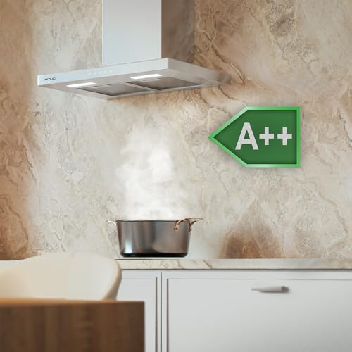 Cecotec Bolero Flux TT 604000 Dunstabzugshaube, 60 cm, Edelstahl A++, Saugleistung 393 m³/h, DC-Motor, 3 Geschwindigkeiten, SS Touch Control, Edelstahl-Finish, LED-Licht