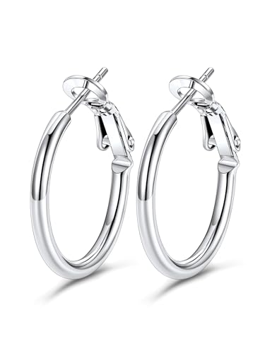 GoldChic Ohrringe Damen Creolen Edelstahl Ohrstecker Huggie Hoop Piercing Ohr Creolen Mittelgroß Rundohrringe Ohrschmuck Ohrringe in Silber 20MM breit