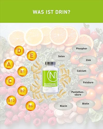N1 Multivitamin Tabletten hochdosiert - Alle Vitamine + Mineralien - 365 Tabl. Jahresvorrat - vegetarisch - Nahrungsergänzungsmittel