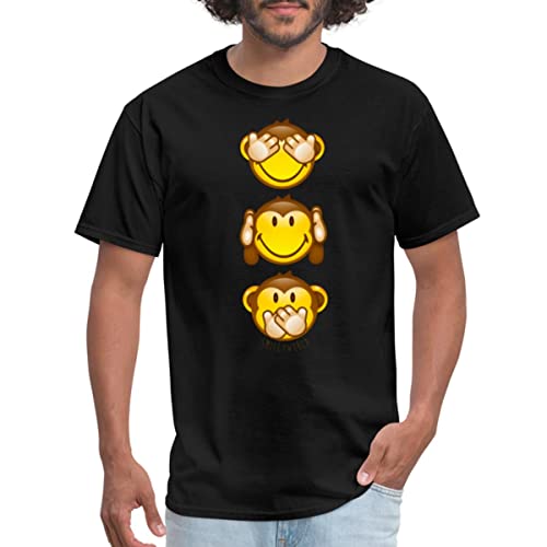 Spreadshirt SmileyWorld Three Mystic Apes Emojis Men's T-Shirt, M, Black
