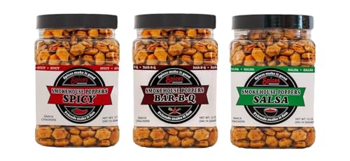Smokehouse Crackers "Poppers" Seasoned Oyster Crackers, 12 oz. jars, 3