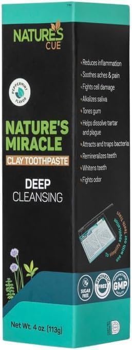 Nature's Cue Kosher Nature’s Miracle Clay Toothpaste - Peppermint Flavor Kosher Passover 4 oz