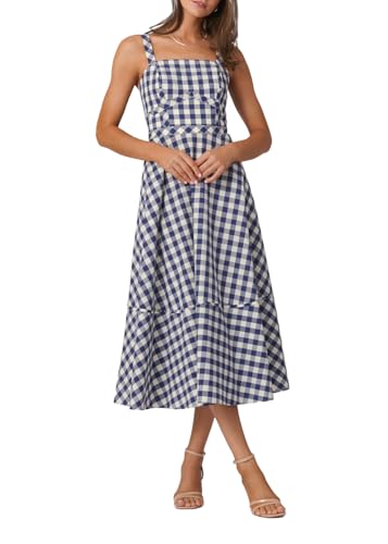 Shoshanna Women's Navy Gingham Kaydence Dress, Navy/Optic, 8