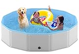 PMNY Foldable Dog Pool, Large Collapsible Pet Bath Swimming Pool, Hard Plastic Kiddie Dog Pet Pool B