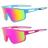 BOLLFO 2 Pack Polarized Sports Sunglasses,UV400 Protection Outdoor Glasses for Men Women Youth Baseball Cycling Running Driving Golf