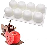 Silicone Molds Baking for Mousse Cake, 3D Baking Molds Dessert Molds for Pastry Truffle Pudding Jelly Cheesecake, Apple Shape, 8-Cavity