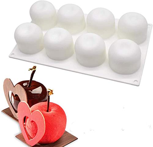 Silicone Molds Baking for Mousse Cake, 3D Baking Molds Dessert Molds for Pastry Truffle Pudding Jelly Cheesecake, Apple Shape, 8-Cavity