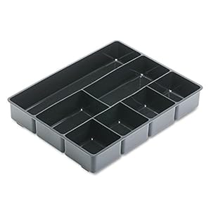 Rubbermaid Extra Deep Desk Drawer Director Tray, Plastic, 11.875 x 15 x 2.5 Inches, Black