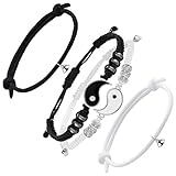 Valentine's Day Yin Yang Friend Couple Matching Bracelets Adjustable Yin and Yang Handmade Cord...
