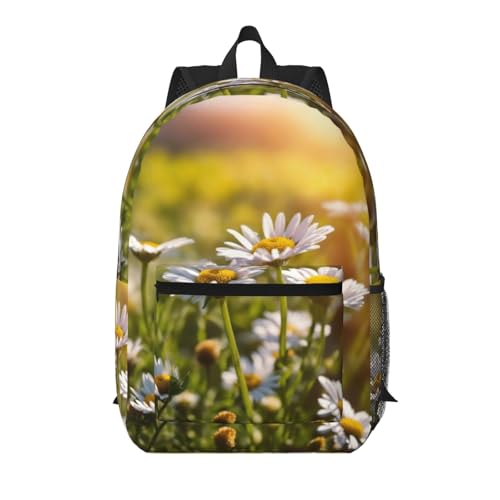 Mochila unisex para portátil y libros escolares con estampado floral fondo negro EdWal