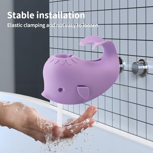 Image of Faucet Cover Bathtub Baby Spout Cover Soft,Bath Faucet Cover for Baby's and Kid's Safety (Whale Purple)