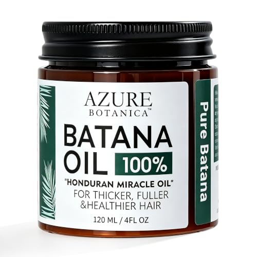 AZURE BOTANICA 100% Organic Raw Batana Oil for Hair Growth from Honduras, Unrefined Hair & Scalp Treatment for Thicker, Fuller, Healthier-Looking Hair, 4 FL OZ
