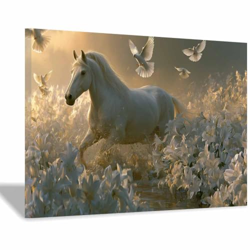 Art du cheval Golden Lights peinture sur toile pour illuminer le mur de votre salon chaleureux