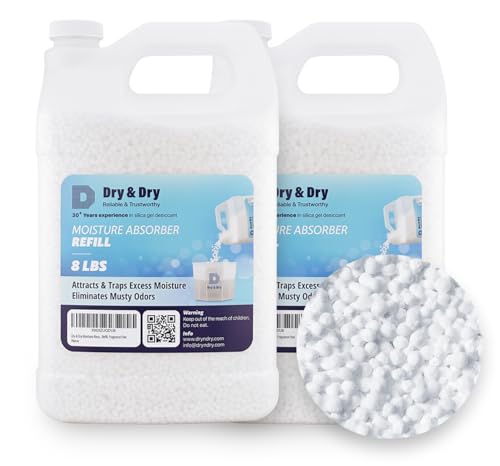 Image of Dry & Dry Moisture Absorbers Refill Beads (16 LBS) - Dehumidifiers for Home, Basement, Bedroom, Small Dehumidifiers Moisture Absorbers