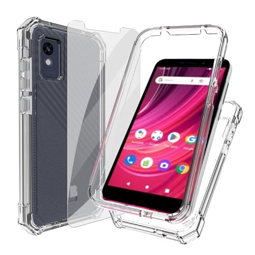 Ailiber for Blu Studio Mini 2023 Case, with Screen Protector, Dual Layer Protection, Shockproof Corners TPU Bumper, Slim Silicone Cell Phone Cover Case for Blu Studio Mini 2023-Clear