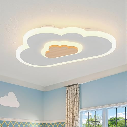 LED Wood Cloud Cartoon Kids Ceiling Light 23.62in - 3000-6500K
