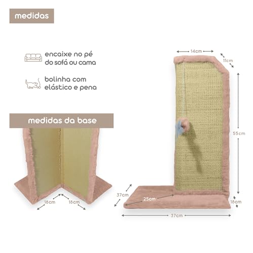 Kit com 4 Arranhador Protetor para Canto de Sofá e Cama Base Externa Rosa
