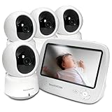 SecuSTATION セキュベビーネット スマホ対応 ベビーモニター 5インチ 大画面 温度センサー 夜間暗視 赤く光らない 泣き声検知 子守歌機能 見守りカメラ 赤ちゃん ベビー みまもり モニター 国内取扱品 防犯設備士推薦 国内メーカー (カメラ4台+専用モニター) SC-TB53K