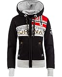 2 bolsillos laterales. Geographical Norway Bans Production Sudadera con capucha para mujer negro L