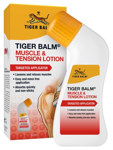 Tiger Balm Muscle & Tension Lotion (80ml), with No Mess Applicator, for Muscle Tension, Loosens & Relaxes Muscles