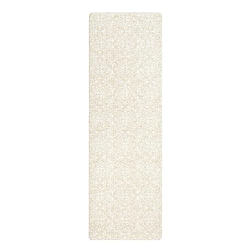 TOWN & COUNTRY BASICS Comfort Plus Vintage Medallion Tile Anti Fatigue Comfort Mat, Kitchen Runner Mat, Standing Desk Mat, Non-Slip Backing, Beige, 18"x55"