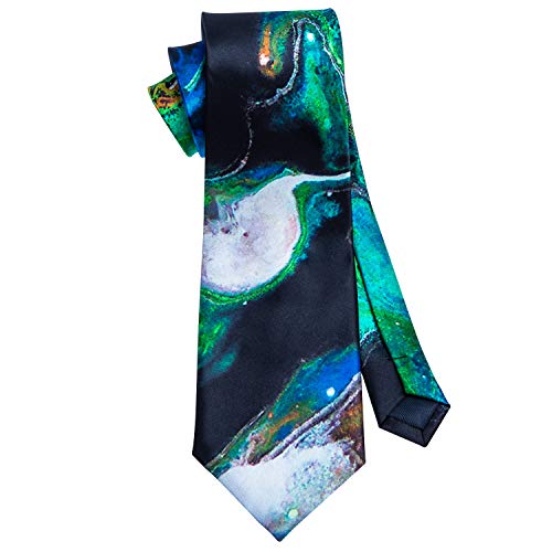 Image of Barry.Wang Classic Mens Ties Silk Necktie Pocket Square Cufflinks Set Woven Designer Wedding Business