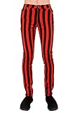 Mens Indie Vintage Retro 60s 70s Mod Black Red Striped Stretch Skinny Jeans