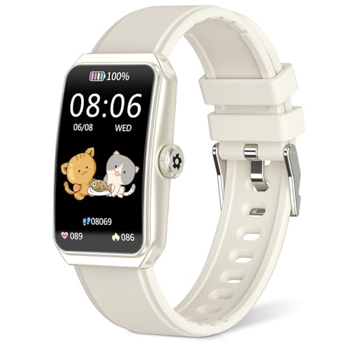 Fitness Tracker with 24/7 Heart Rate, Blood Pressure Blood Oxygen Sleep Monitor,103 Sports Modes Smart Watch Activity Trackers,IP68 Waterproof Step Counter Calories Pedometer for Women Men (Beige)