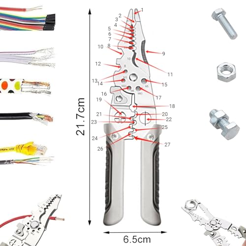 27 in 1 Multifunctional Wire Stripper Crimper Cable Cutter Pliers,Multifunctional Wire Stripper Pliers,Electrical Wire Stripper Electricians Pliers,Electrical Wire Cutters Cable Stripping Tool (1/Set) 6 27 in 1 Multifunctional Wire Stripper Crimper Cable Cutter Pliers,Multifunctional Wire Stripper Pliers,Electrical Wire Stripper Electricians Pliers,Electrical Wire Cutters Cable Stripping Tool (1/Set) - Image 6