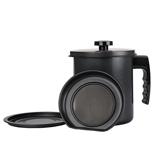 Fetttrennkanne für Frittieröl Fettabscheider Saucen Trenner Kanne 1,3 Liter Schwarz