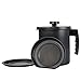 Ourokhome Bacon Grease Container with Strainer- 1.3 L or 5.2 Cup Iron Kitchen Oil Storage Can with Fine Mesh Strainer for Storing Hot Frying Oil, Fat (Black)