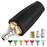 GIANTOOL Turbo Nozzle Pressure Washer, 4000 PSI 360°Rotating Power Washer Nozzles (Max 5000 PSI) with 1/4” and 3/8” Quick Connect, 7 Pressure Washer Nozzle Tips for Concrete, Brick, Driveway(4.0 GPM)