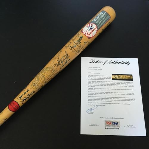 New York Yankees Hall Of Fame & Greats Signed Cooperstown Bat 62 Sigs! PSA DNA - Autographed MLB Bats