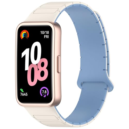 [PETFROH] �����p�o���h Huawei Band 10/9/8 �ɑΉ� �V���R�����\�t�g �}�O�l�b�g ���C�t�� �y�� ���K �ϋv�� �h�� �h�� ������ 130mm-216mm �X�^�C���b�V�� �t�@�[�E�F�C�o���h