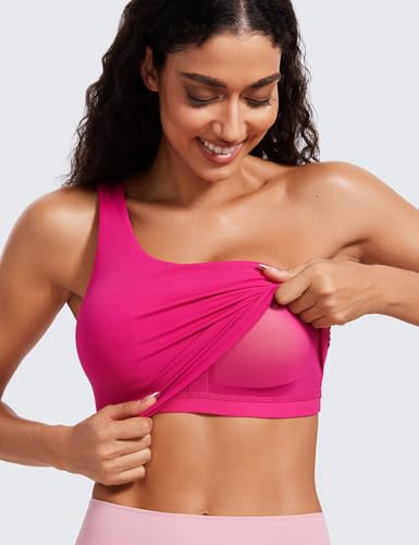 Image of CRZ YOGA Butterluxe One Strap Crop Tank Tops | Light Support, Removable Pads, Yoga, Extremely Soft, Longline Sports Bras for Women