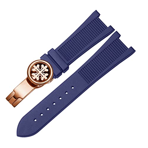 Bracelet en silicone de prestige bleu et or rose pour Patek Philippe Nautilus 5712