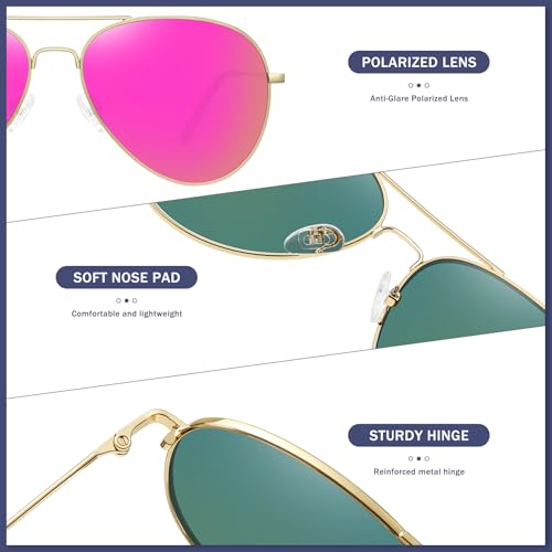 WOWSUN Classic Polarized Aviator Sunglasses for Women Men3