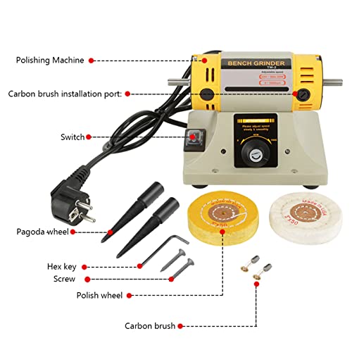 Poliermaschine Schmuck, Schleifbock Doppelschleifer Elektroschleifer Polierbock Poliermaschine Tisch poliermaschine für Schmuck 3 0-10000r/min 220V 350W