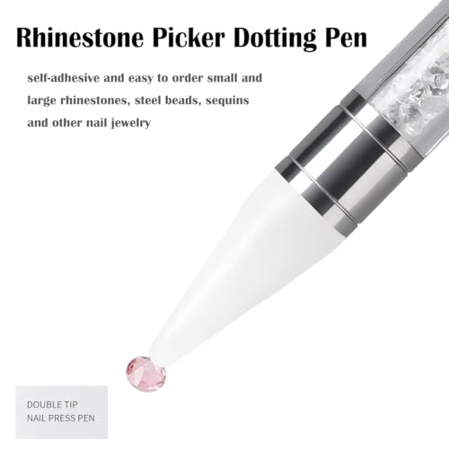 4 peças, ferramenta de pontilhamento de strass, ferramenta aplicadora de strass de ponta dupla, lápi