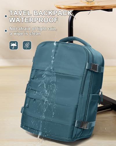 Image of coowoz Large Travel Backpack Carry On for Women Man Waterproof Gym Backpacks Mochila de Viaje Travel Bag Essentials Teacher Personal Item Backpack Rucksack Airplane Accessories Must Haves Peacock Blue