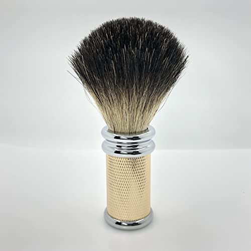 Csb Wet Shaving Brush - 20Mm Black Badger Hair Knot With Luxury Golden, Diamond Pattern Metal Handle - Shave Brush Gifts For Men #TOP6